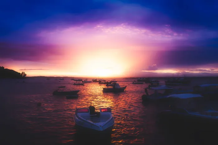 白色，船照片，sunet，圣保罗，巴西，日落，黄昏，天空