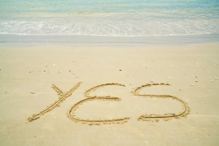 是的，沙子艺术，是的，夏天，写作，沙子，假期，旅行，热带