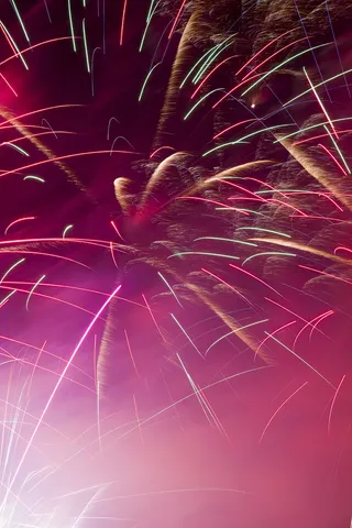 烟花表演，烟花，节日，五颜六色，五颜六色，阵阵，粉红色天空，烟花表演