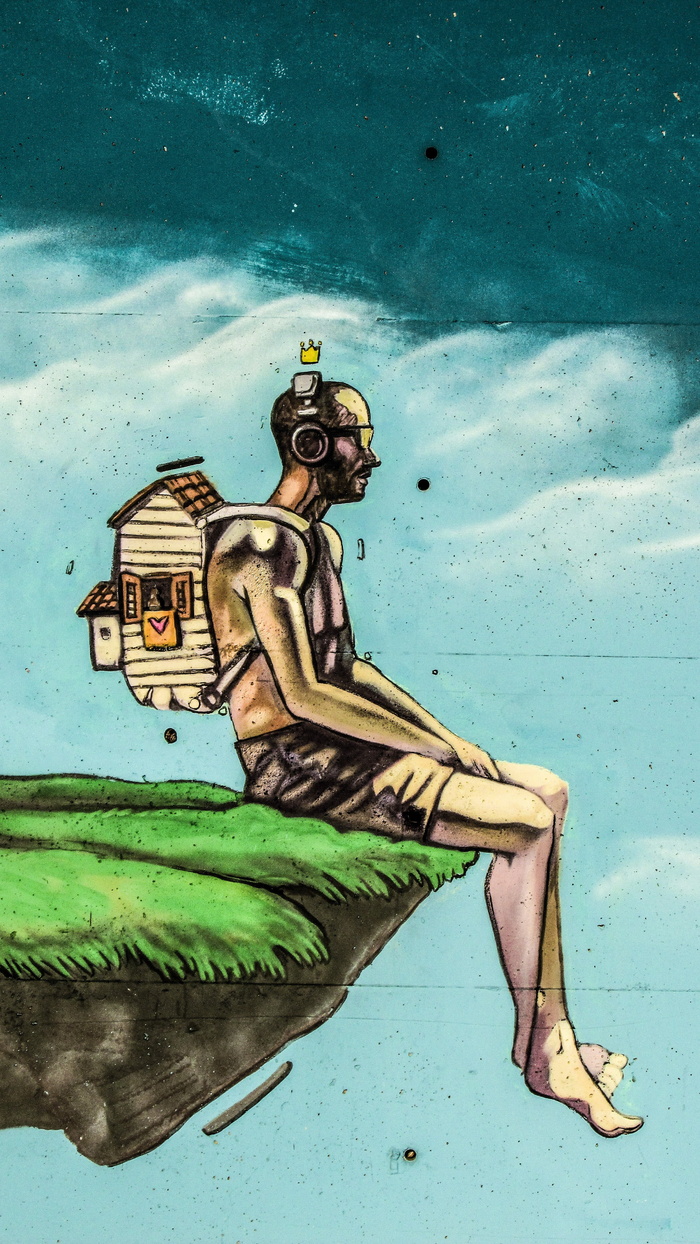 人, 坐着, 房子背包插画, 涂鸦, 幻想, 梦想, 人, 图