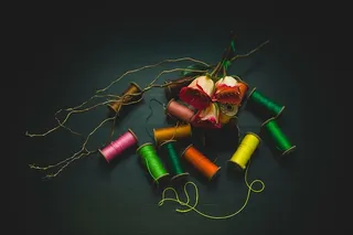 线轴，特写，摄影，缝纫，线，线轴，装饰，玫瑰