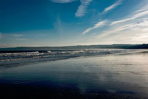 海，蓝，白，天空，自然，水，撞击，海浪