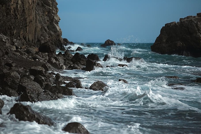 水，海岸，海滩，黑海，海，泡沫，飞溅，涌浪