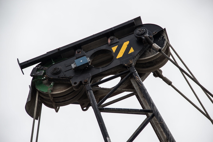 滑轮, 电缆, 起重机, 钢, 建设, 生成, 吊装, 低角度视图