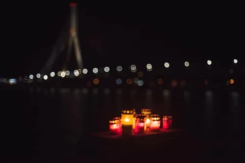 还愿、蜡烛、漂浮、水、选择性、聚焦、摄影、灯光