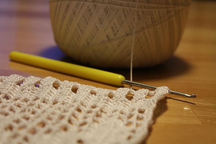白钩针纺织品，钩针，钩针钩，爱好，贴身，缠结，手工劳动，纱线