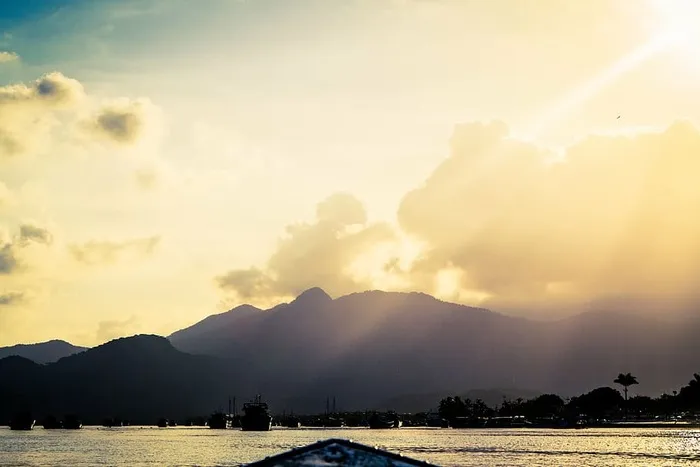 风景摄影，山，日出，照片，海，海，水，自然