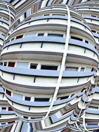 摩天大楼，现代，建筑，城市，现代，建筑，蓝色，阳台，媒体