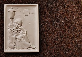 丑角、形象、石膏、空白、未上漆、白色、石膏、手工