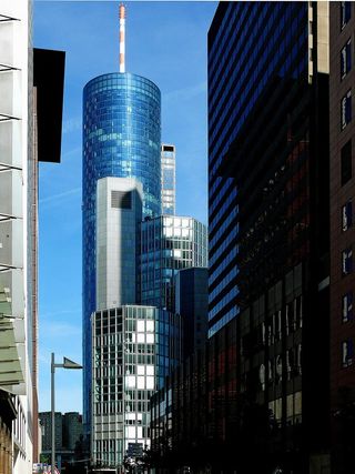 建筑，银行摩天大楼，办公楼，高层办公楼，立面，窗户，法兰克福，大厦