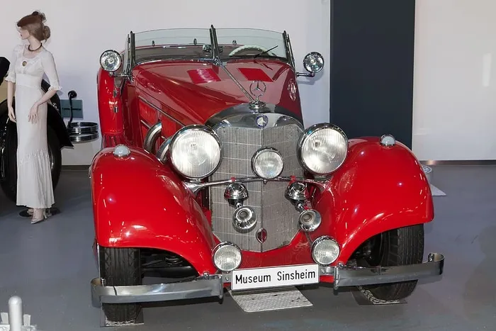 sinsheim、博物馆、汽车、镀铬、油漆、历史、红色、彩色