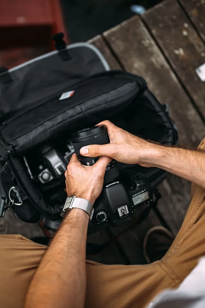 手持单反相机的摄影师