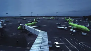 机场，多莫杰多沃，航空公司，S7，俄罗斯莫斯科，飞机，绿色