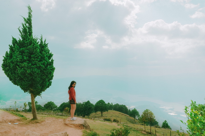 一位女性站在视点上的照片