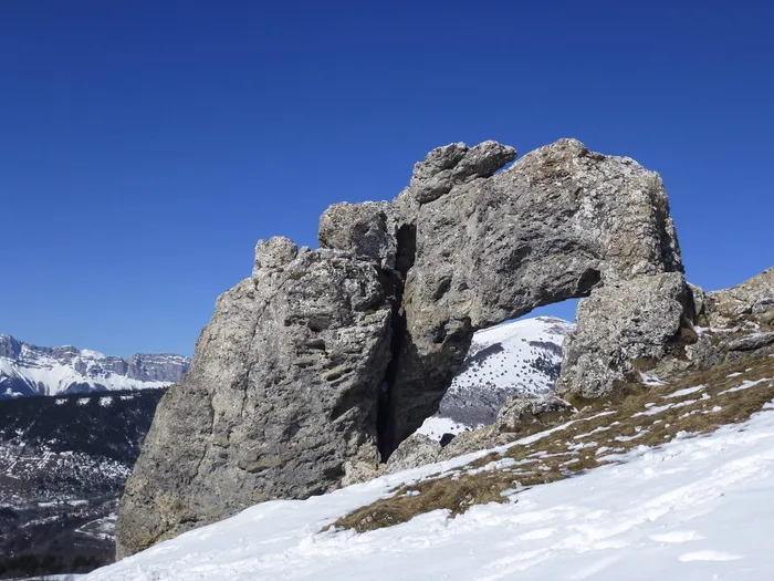 山，突破，岩石，雪，突破岩石，冬季，景观，低温