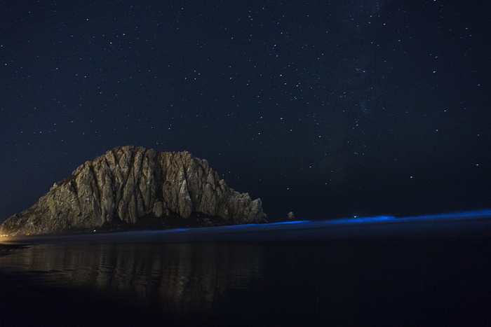 美国，莫罗湾，星空，蓝波，光波，海洋之夜，海洋，夜空