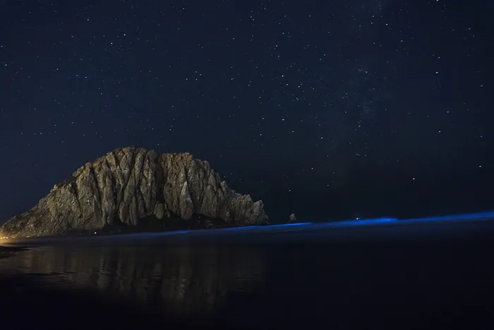 美国，莫罗湾，星空，蓝波，光波，海洋之夜，海洋，夜空