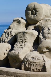 眼睛，鼻子，嘴巴，脸，爱因斯坦，沙雕，雕像，雕塑