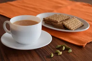 茶，饼干，豆蔻，杯子，咖啡，早晨，饼干，食物
