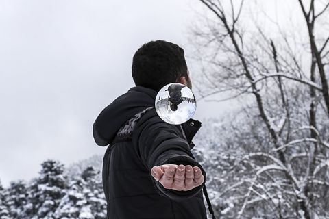 冻结, 玻璃球, 魔术师, 男, 人, 人, 照片 kolik, 反射