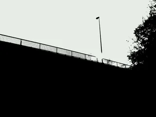 桥、剪影、灯笼、城市、路灯、道路、日常生活、复制空间