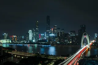 建筑，桥梁，建筑，城市，城市灯光，城市景观，夜晚，港口