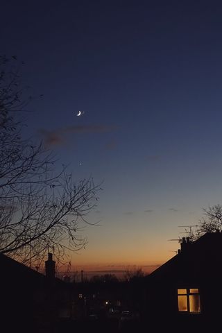 Northolt, 伦敦, 月亮, 天空, 夜, 家, 窗口, 房子