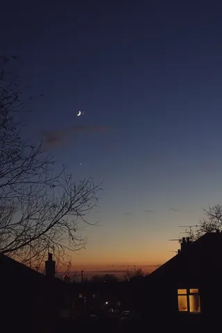 Northolt, 伦敦, 月亮, 天空, 夜, 家, 窗口, 房子