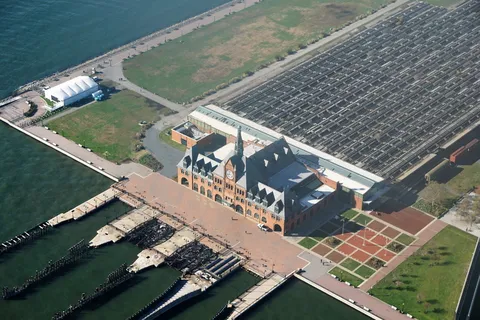 纽约，美国，曼哈顿，鸟瞰，工业，水，半空中，高角度视图