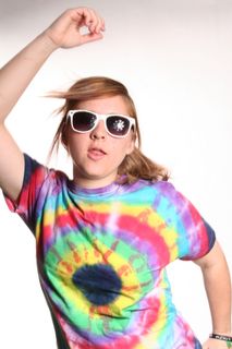 女士，穿着，五彩，扎染t恤，女孩，颜色，衬衫，微笑