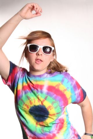 女士，穿着，五彩，扎染t恤，女孩，颜色，衬衫，微笑