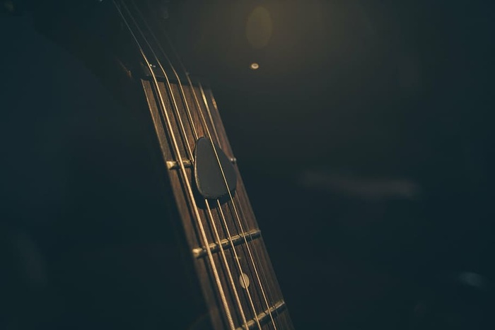 特写镜头、吉他、吉他拾音器、乐器、弦乐器、乐器弦、弦、音乐设备