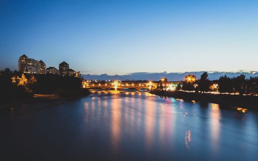 加拿大、卡尔加里、城市、桥梁、天空、蓝色、河流、水