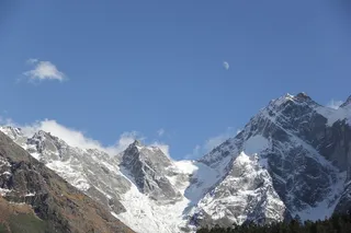 风景，笔触沟，月亮，山，风景-自然，雪，寒冷的温度，冬天