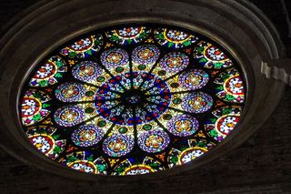 玫瑰窗，大教堂，商行，品牌，意大利，纪念碑，多色，图案