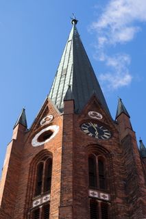 buxtehude，教堂，天空，蓝色，to want，砖，尖塔，建筑外观