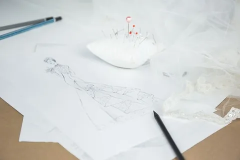 婚礼、礼服、素描、素描、铅笔、纸、新娘、设计