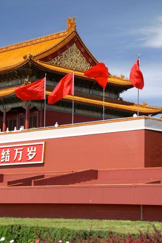 红色，国旗，*，旗杆，飘动，红色，旗帜，打击，中国