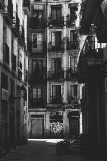 西班牙，巴塞罗那，黑白，旅行，公寓，阳台，夏天，秋天