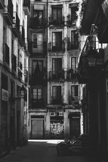 西班牙，巴塞罗那，黑白，旅行，公寓，阳台，夏天，秋天