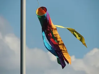 风，太阳，颜色，苍蝇，天空，没有人，五颜六色，蓝色