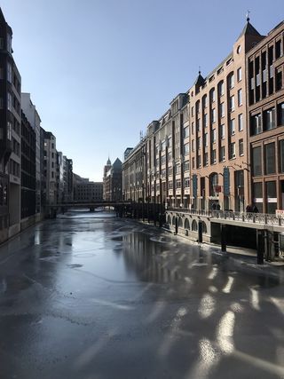 城市，建筑，旅游，建筑，汉堡，舰队，水，冬天