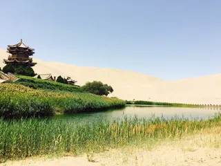 敦煌，月牙湖，原始，水，植物，天空，风景-自然，湖泊