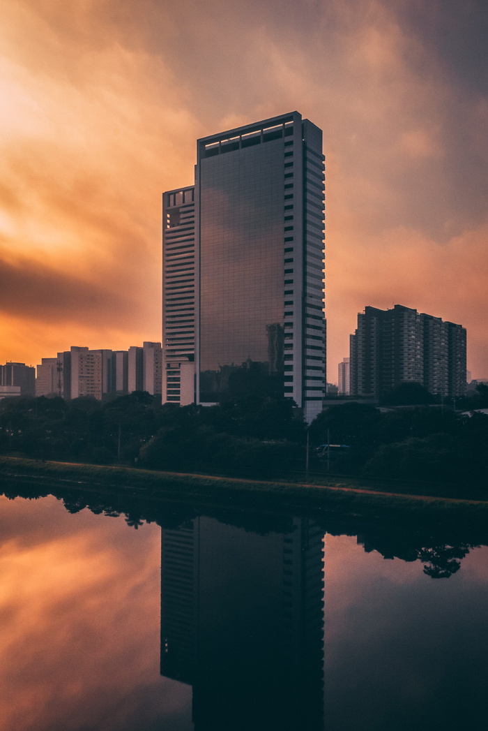 巴西，圣保罗，大城市，建筑，混凝土，城市，日出，建筑外观