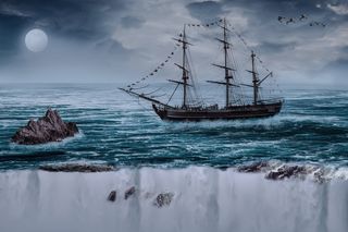 羊群，小鸟，飞翔，黑色，飞船3，3d，壁纸，帆船