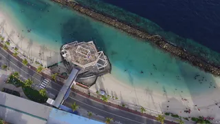 白天海滩航空摄影