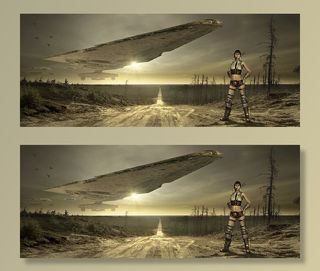 数字游戏墙纸，幻想，风景，宇宙飞船，ufo，飞行物体，女人，森林