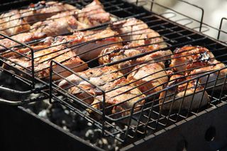 烤肉串，烤肉串，芒果，格栅，假期，美味，在大自然，野餐