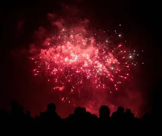 烟花表演，天空，烟花，火焰，聚会，夜晚，庆祝活动，人们