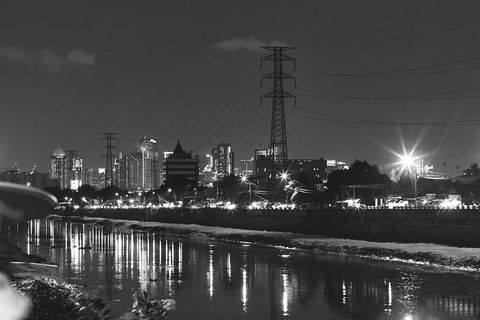 印度尼西亚，罗克西广场，夜晚，黑白，bnw，市中心，城市，雅加达